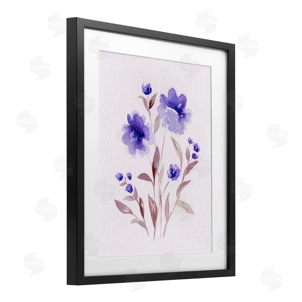 Leah Noel Art Blooming Purple Flowers Black Framed Print Under Glass Wall Art