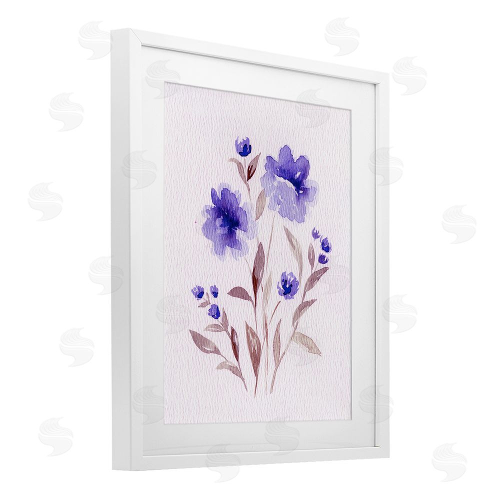 Leah Noel Art Blooming Purple Flowers White Framed Print Under Glass Wall Art
