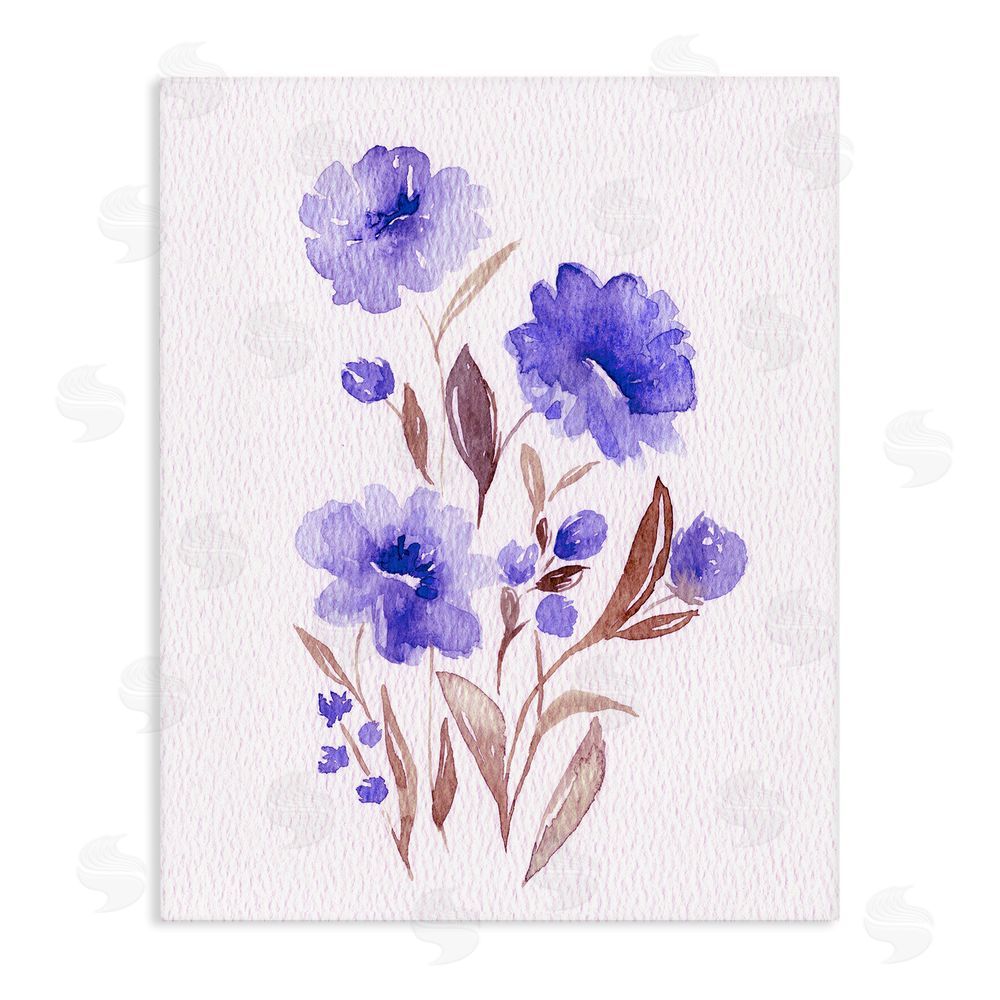 Leah Noel Art Watercolor Purple Blossoms Stretched Canvas Wall Art Print