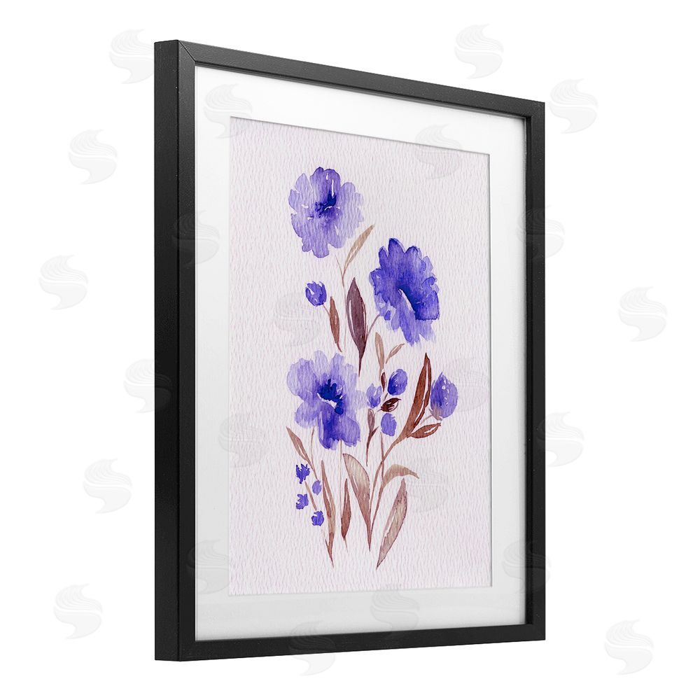 Leah Noel Art Watercolor Purple Blossoms Black Framed Print Under Glass Wall Art