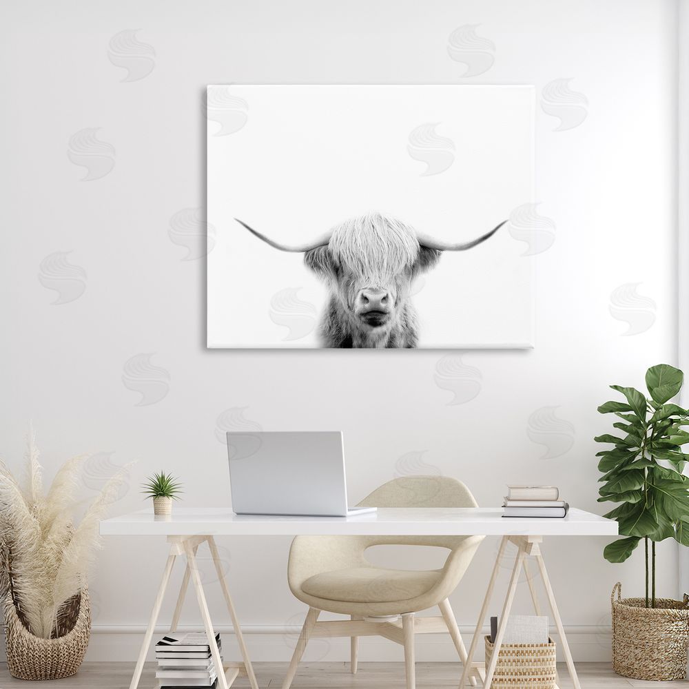 Leah Straatsma Scottish Cow Portrait Stretched Canvas Wall Art in Room