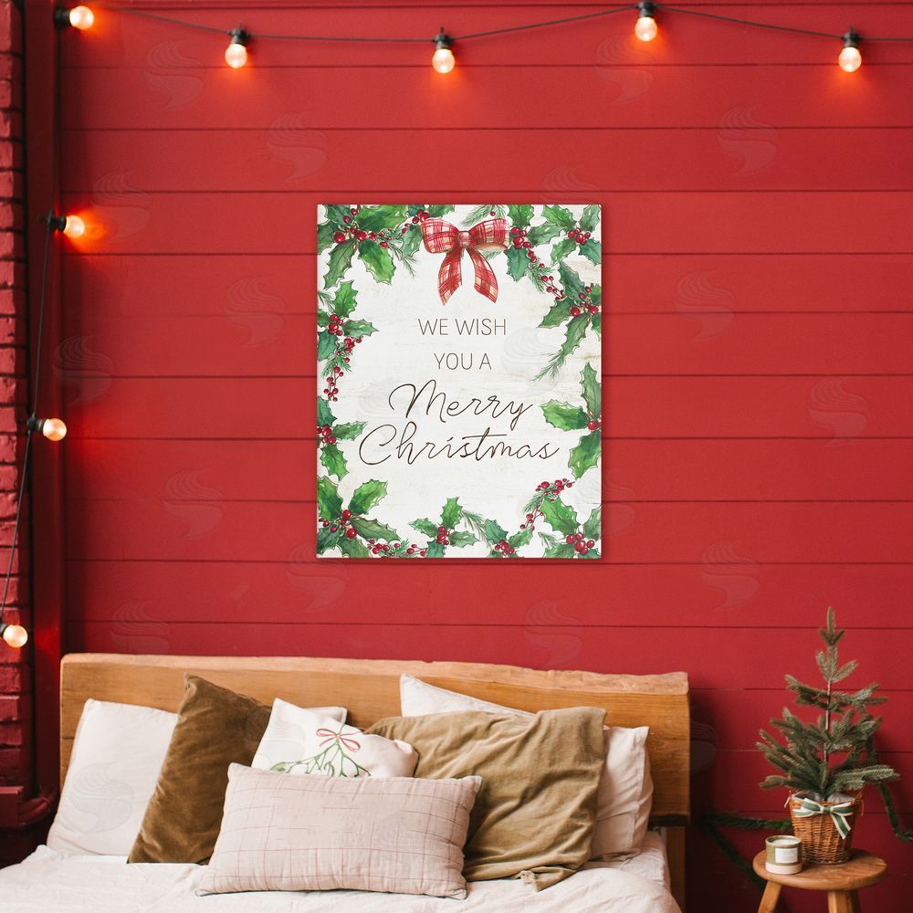 Nan Wish You Merry Christmas & Bow Canvas Art on Wall
