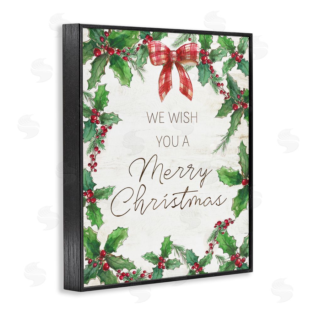 Nan Wish You Merry Christmas & Bow Black Framed Giclee Wall Art Print