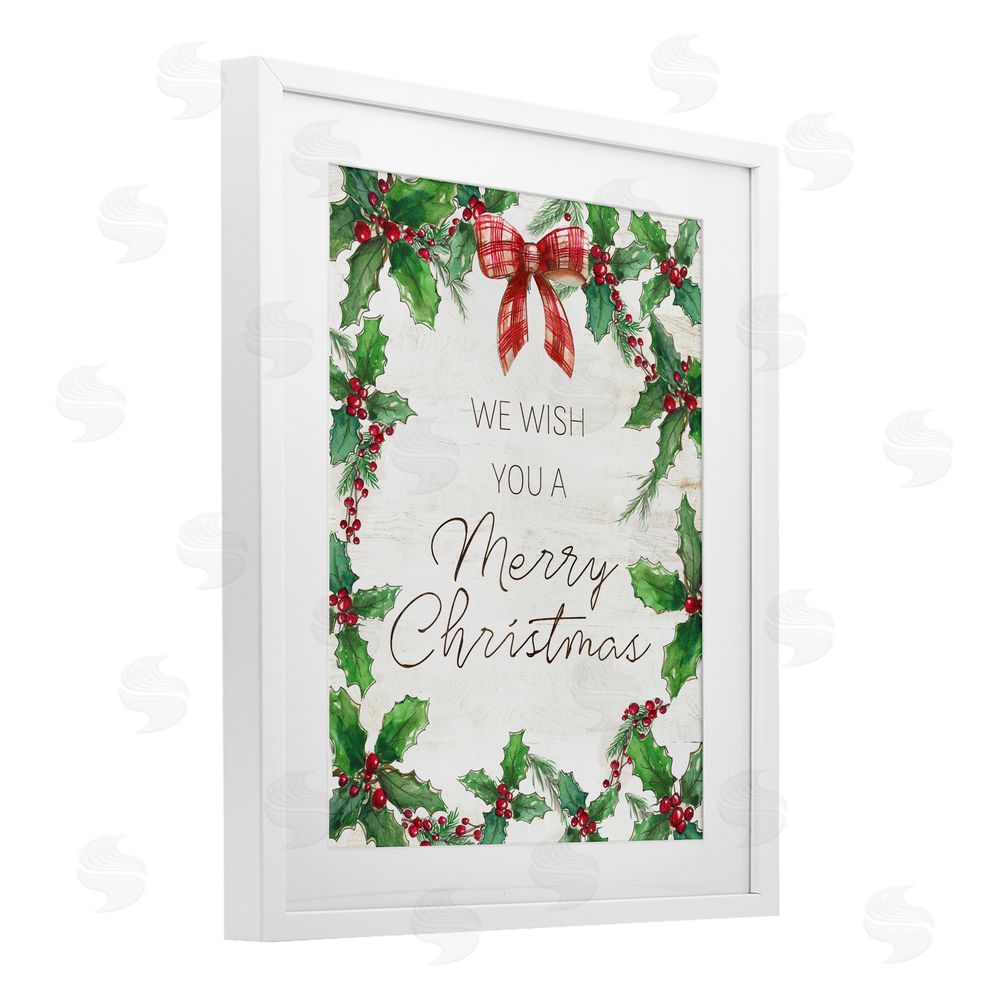 Nan Wish You Merry Christmas & Bow White Framed Print Under Glass with Mat Wall Art