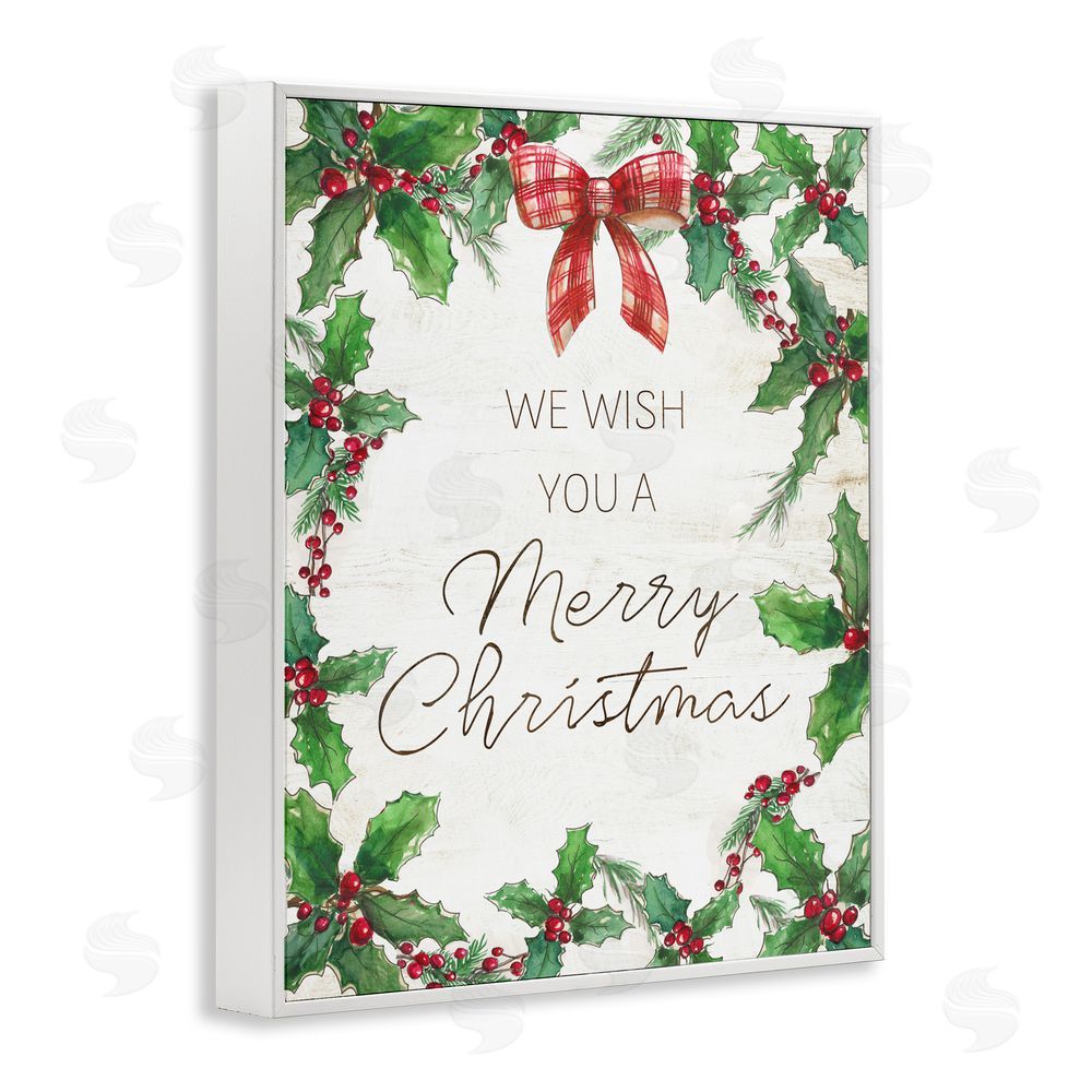 Nan Wish You Merry Christmas & Bow White Framed Giclee Wall Art Print