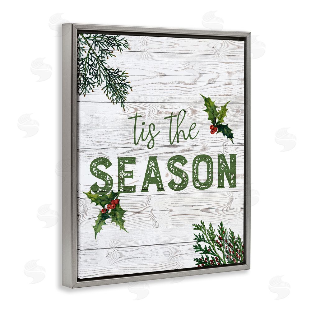 Susan Arnot Tis The Season Berry Botanicals Gray Floating Frame Canvas Wall Art Print
