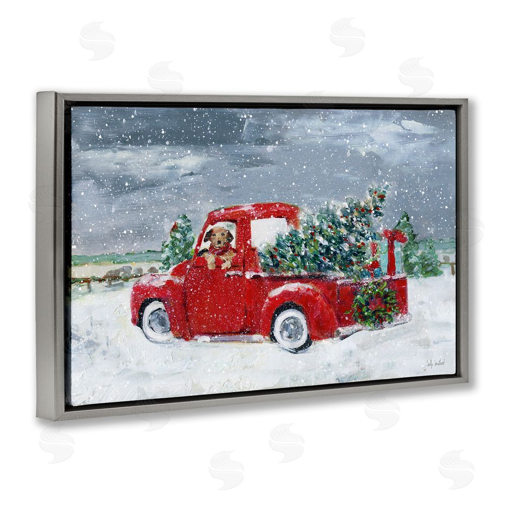 Sally Swatland K9 Christmas Time Gray Floating Frame Canvas Art Print