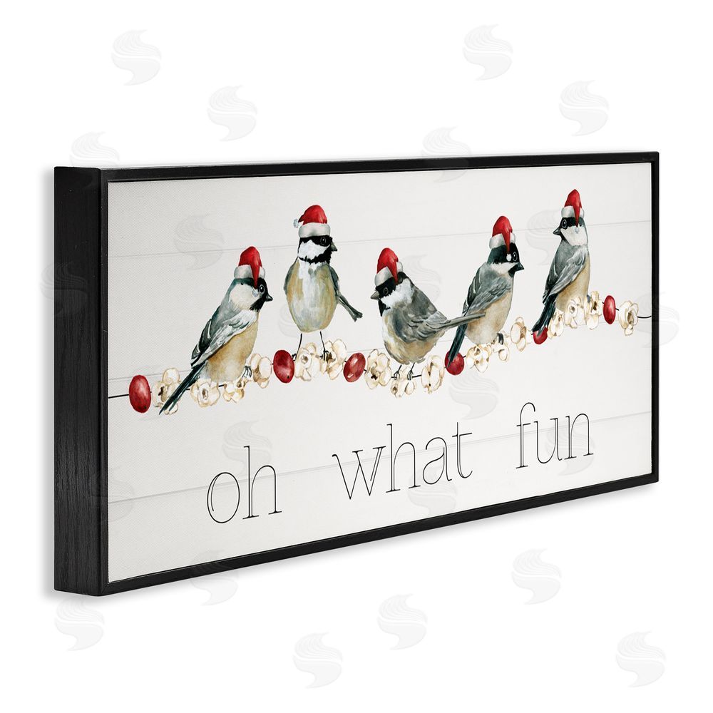 Livi Finn Oh What Fun Holiday Birds Black Framed Giclee Art Print