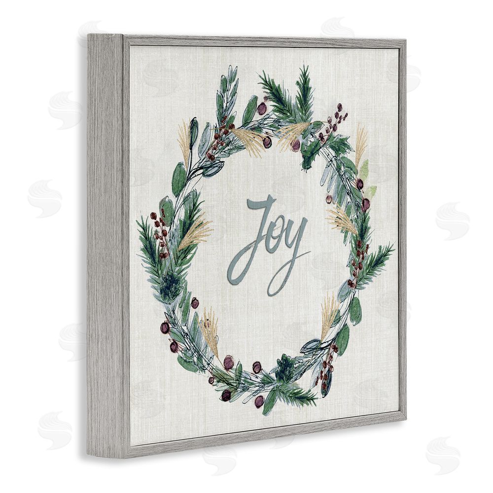 Susan Jill Joy Seasonal Greenery Wreath Gray Framed Giclee Art Print