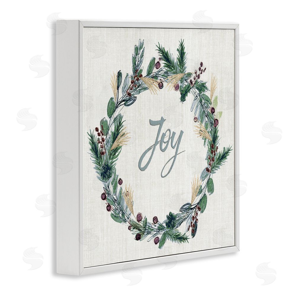 Susan Jill Joy Seasonal Greenery Wreath White Frame Giclee Art Print
