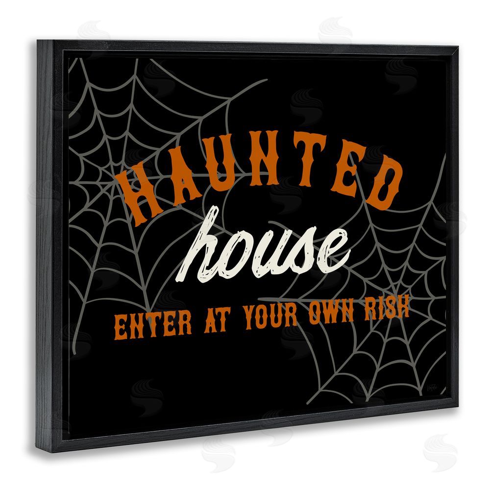 Natalie Carpentieri Enter At Own Risk Haunted House Black Floating Frame Canvas Wall Art Print