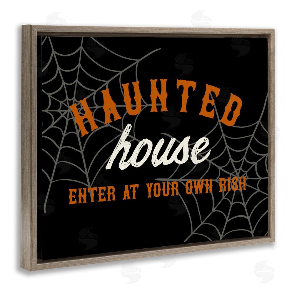 Natalie Carpentieri Enter At Own Risk Haunted House Brown Floating Frame Canvas Art Print