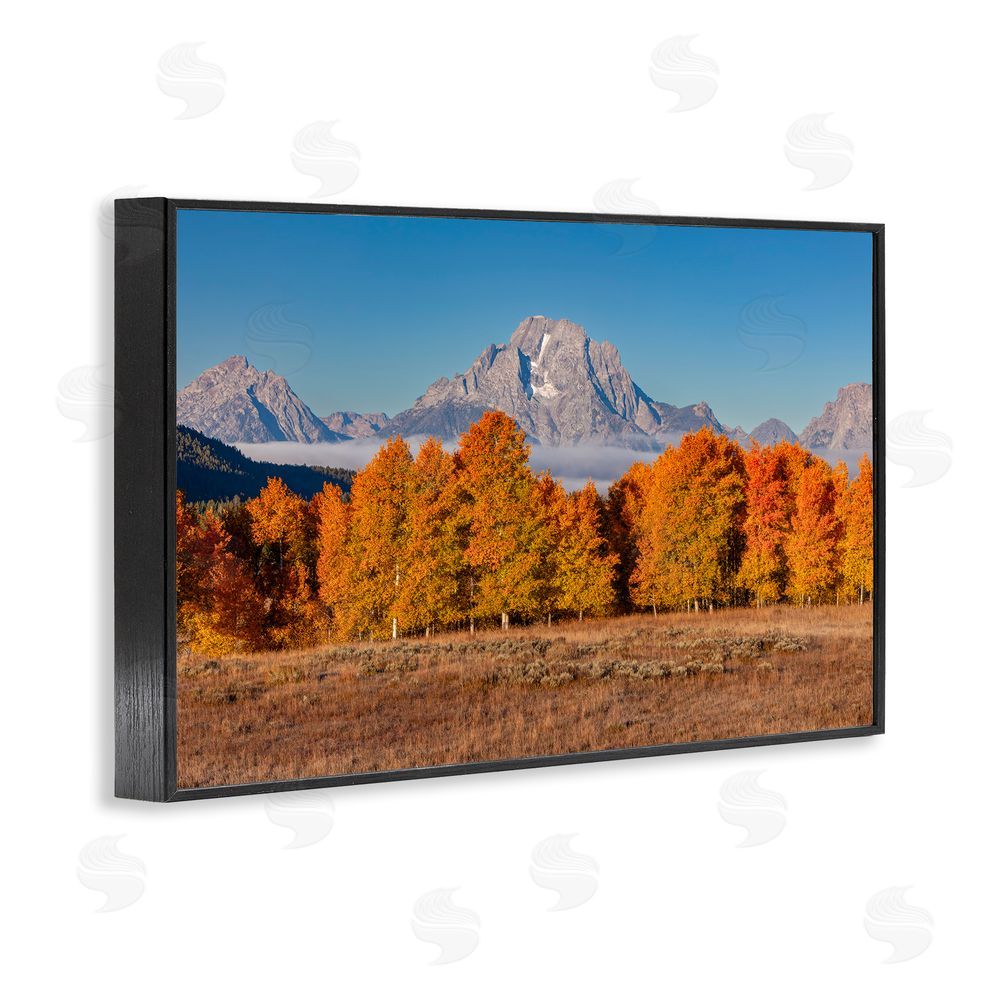 Shelley Carlisle Autumn Tree Line With Mountain Black Framed Giclee Print Wall Art