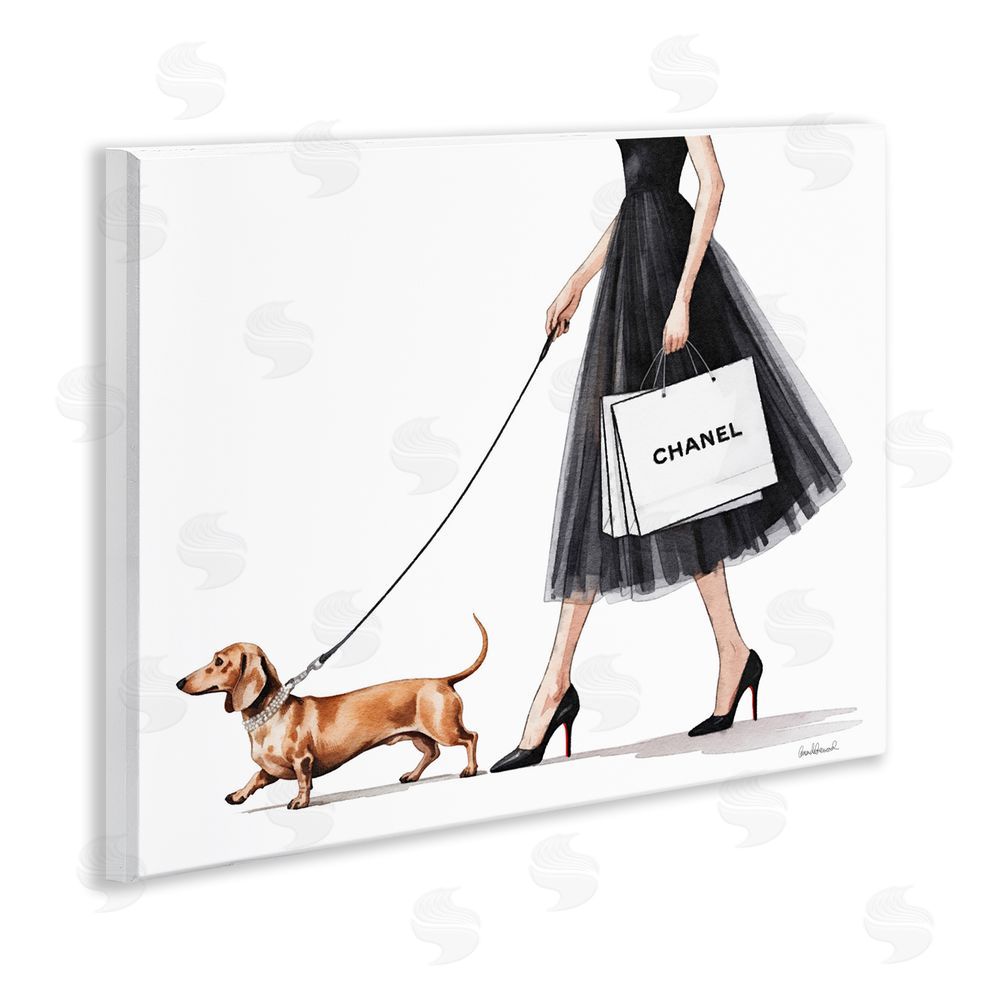 Amanda Greenwood Glam Dog Walking Wooden Wall Plaque Art Print