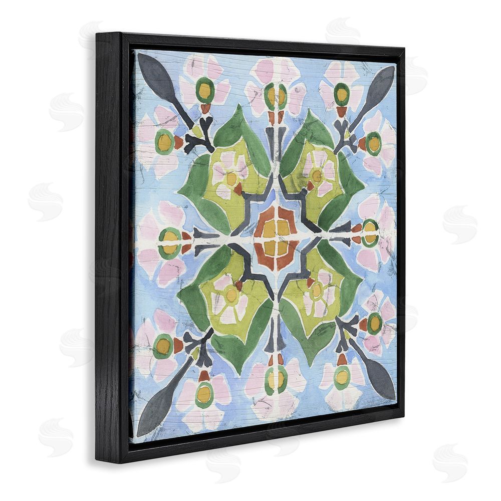 June Erica Vess Balanced Mediterranean Tile Black Floating Frame Canvas Wall Art Print