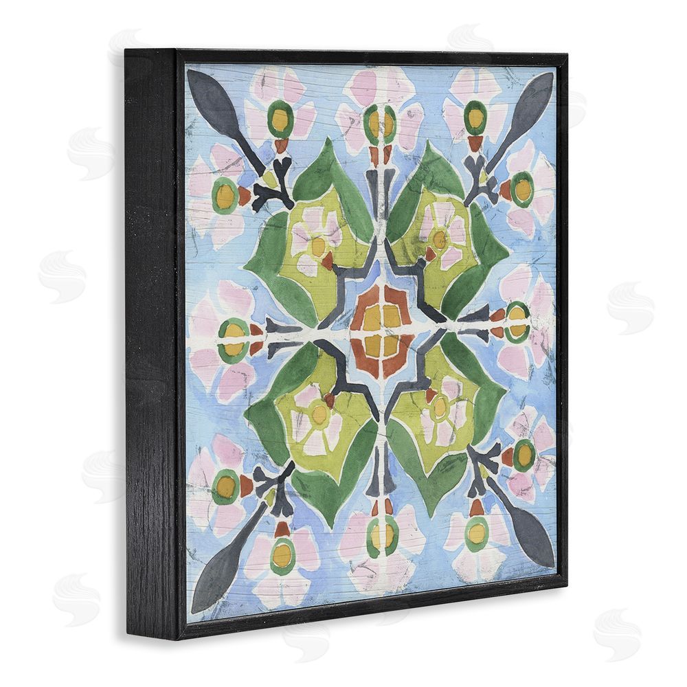 June Erica Vess Balanced Mediterranean Tile Black Framed Giclee Wall Art Print