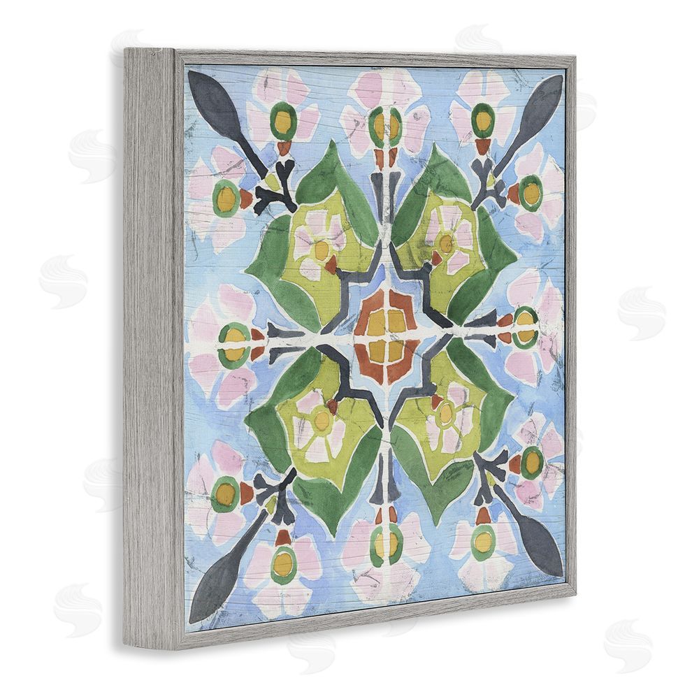 June Erica Vess Balanced Mediterranean Tile Gray Framed Giclee Wall Art Print