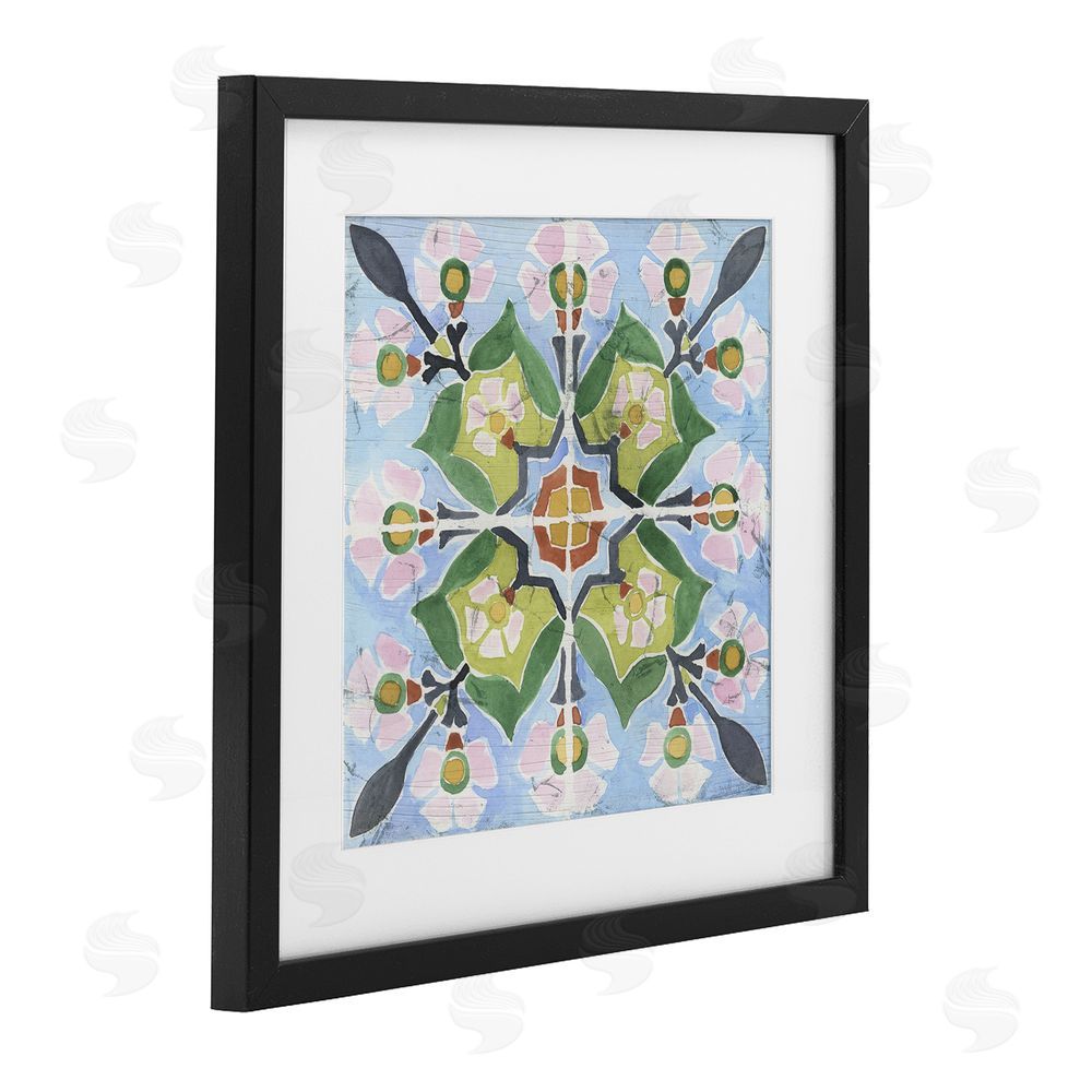 June Erica Vess Balanced Mediterranean Tile Black Framed Print Under Glass Wall Art