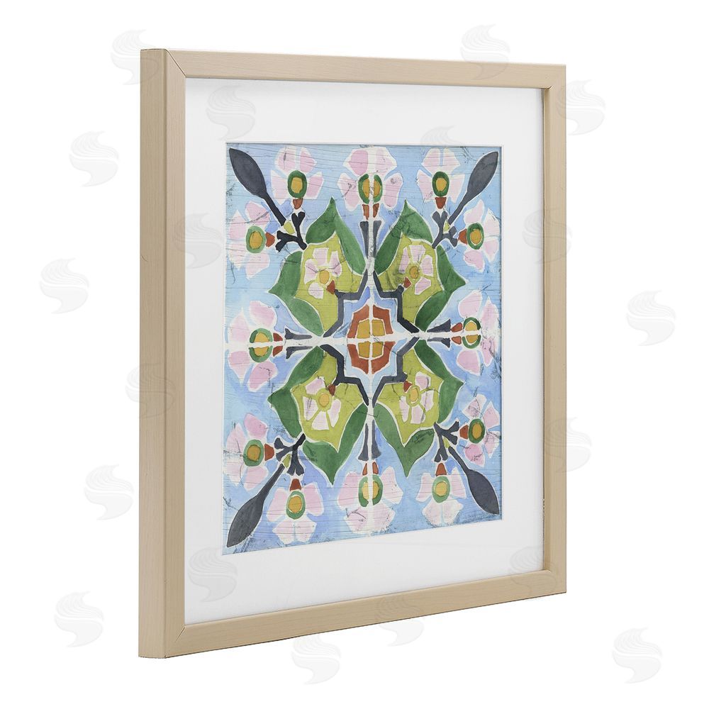 June Erica Vess Balanced Mediterranean Tile Brown Framed Print Under Glass Wall Art