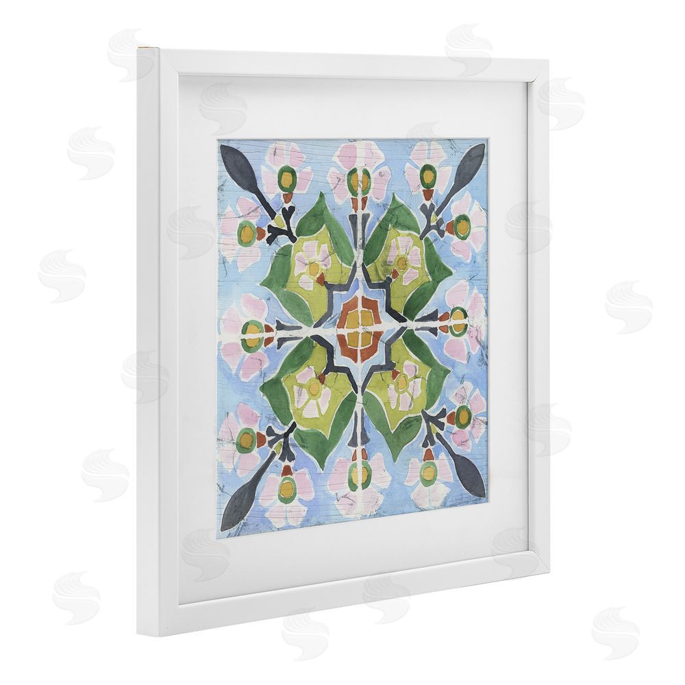 June Erica Vess Balanced Mediterranean Tile White Framed Print Under Glass Wall Art