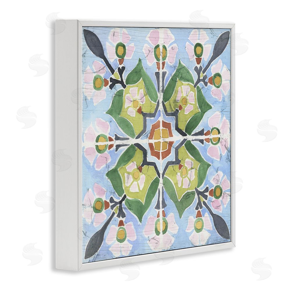 June Erica Vess Balanced Mediterranean Tile White Framed Giclee Wall Art Print