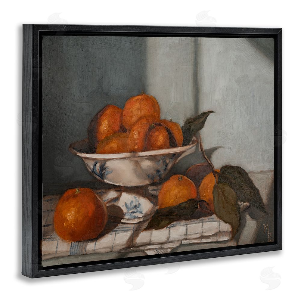 Marian Parsons Bowl of Oranges Table Top Black Floating Frame Canvas Wall Art Print