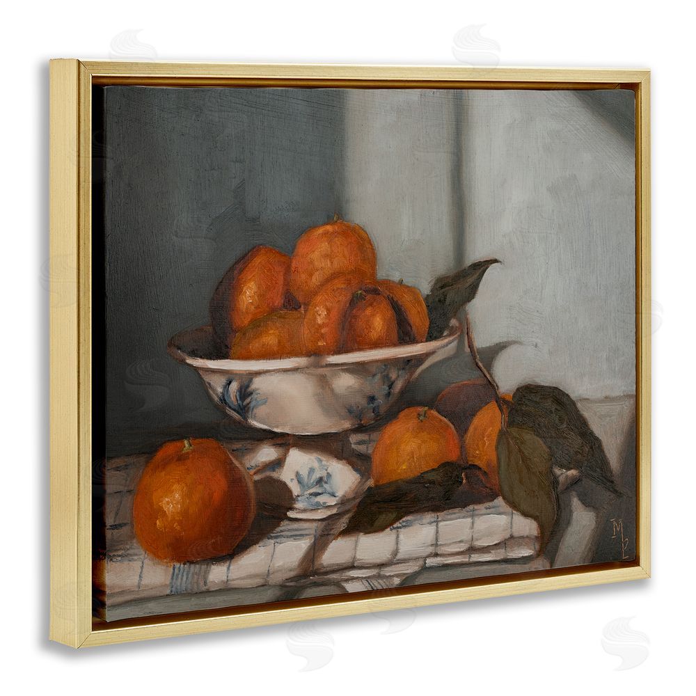 Marian Parsons Bowl of Oranges Table Top Gold Floating Frame Canvas Wall Art Print