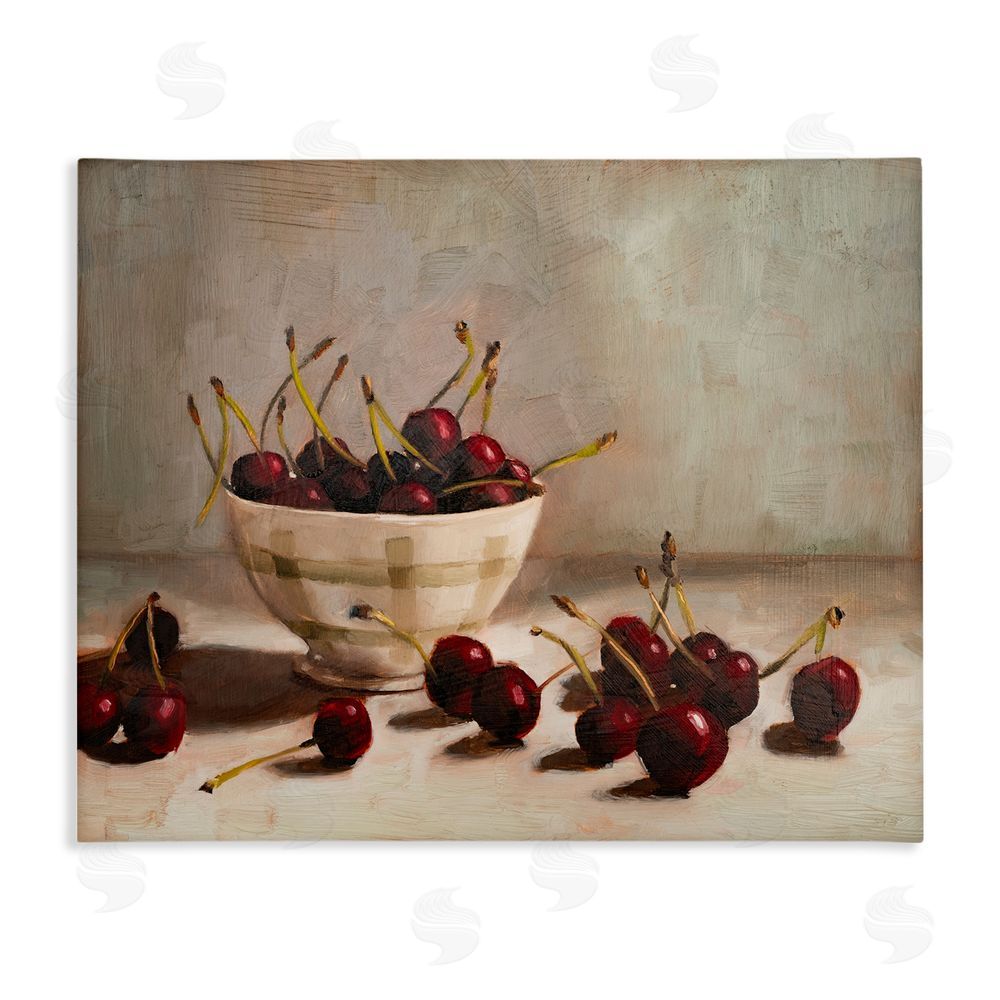 Marian Parsons Bowl of Ripe Cherries Stretched Canvas Wall Art Print