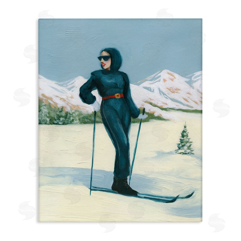 Grace Popp Stylish Skiing Woman Canvas Wall Art Print
