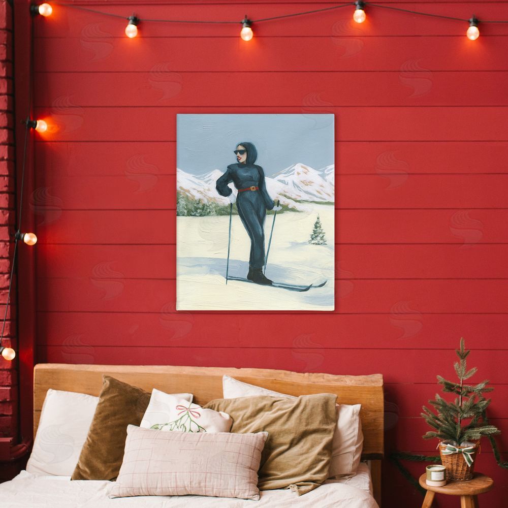 Grace Popp Stylish Skiing Woman Canvas Art on Wall