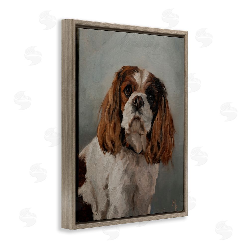 Marian Parsons Cavalier Spaniel Portrait Brown Floating Frame Canvas Wall Art Print