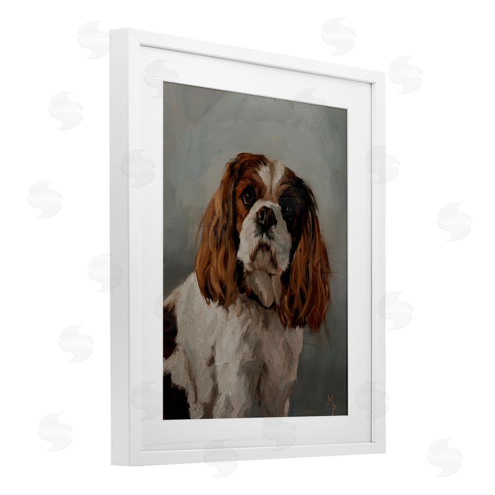 Marian Parsons Cavalier Spaniel Portrait White Framed Print Under Glass Wall Art