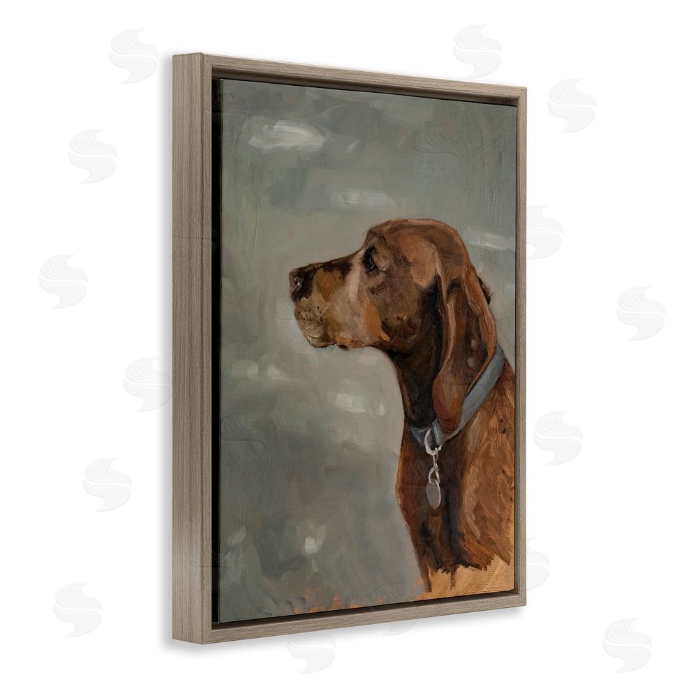 Marian Parsons Brown Hound with Collar Brown Floating Frame Canvas Wall Art Print
