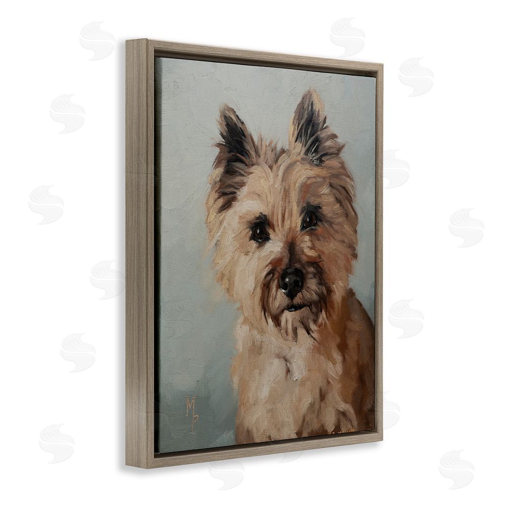 Marian Parsons Cairn Terrier Portrait Brown Floating Frame Canvas Wall Art Print