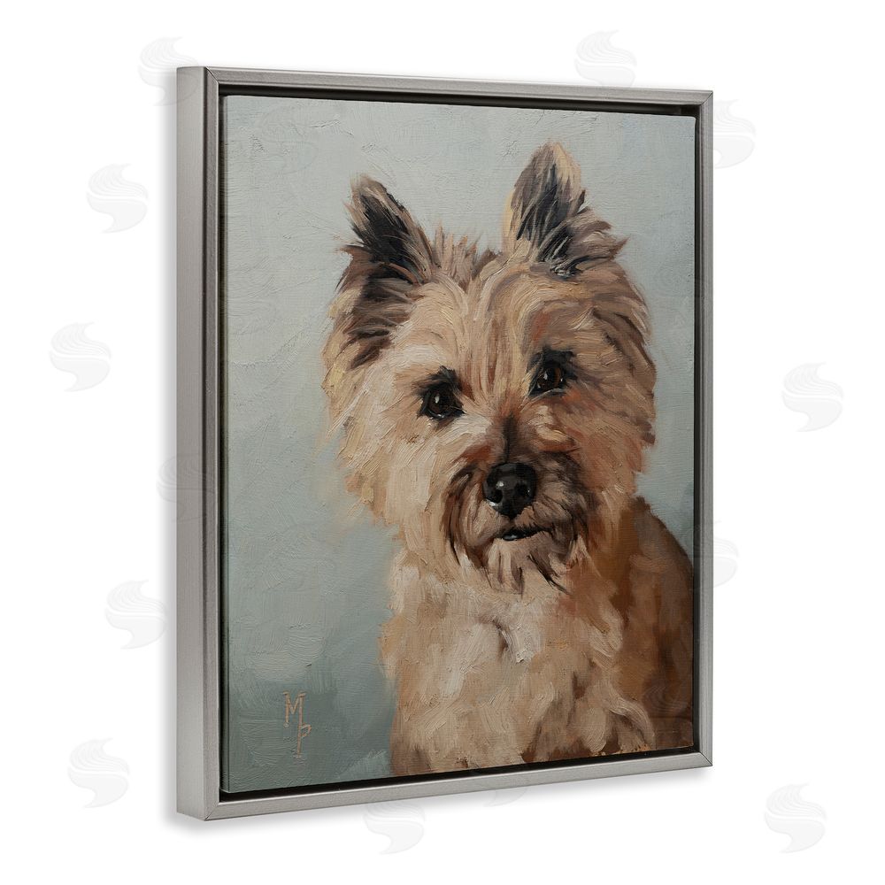 Marian Parsons Cairn Terrier Portrait Gray Floating Frame Canvas Wall Art Print