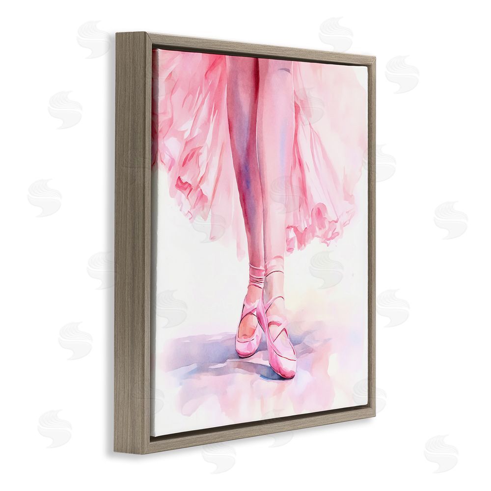 Andrea Haase Ballerina with Pink Pointe Shoes Brown Floating Frame Canvas Wall Art Print