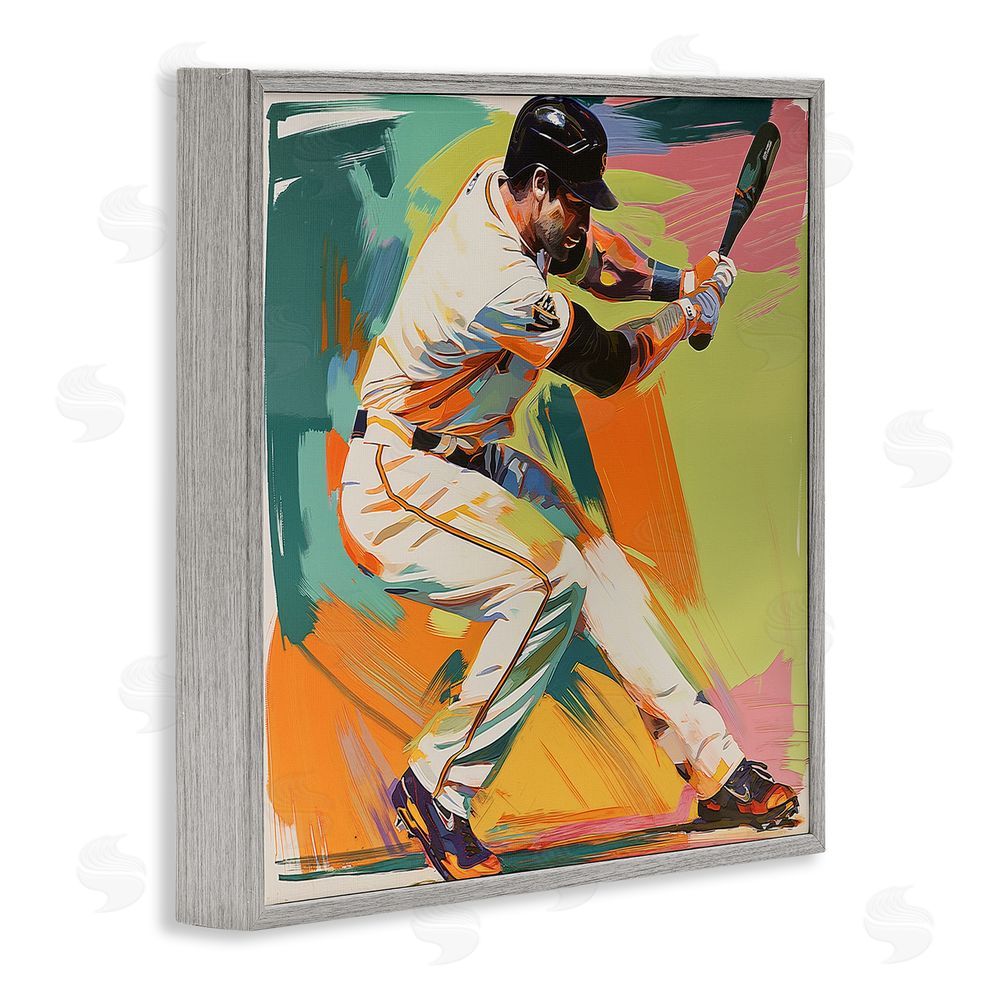 Steve Hunziker Baseball Swing in Motion Gray Framed Giclee Wall Art Print