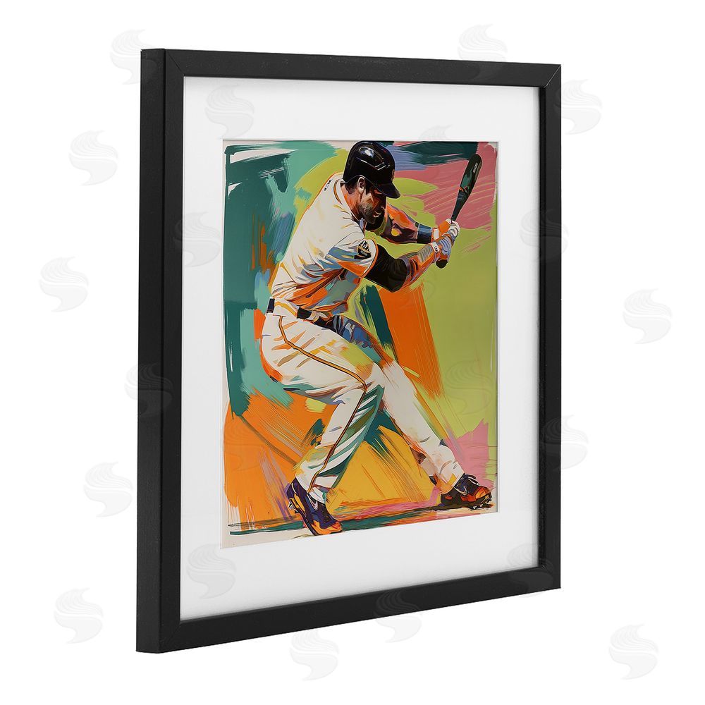 Steve Hunziker Baseball Swing in Motion Black Framed Print Under Glass Wall Art