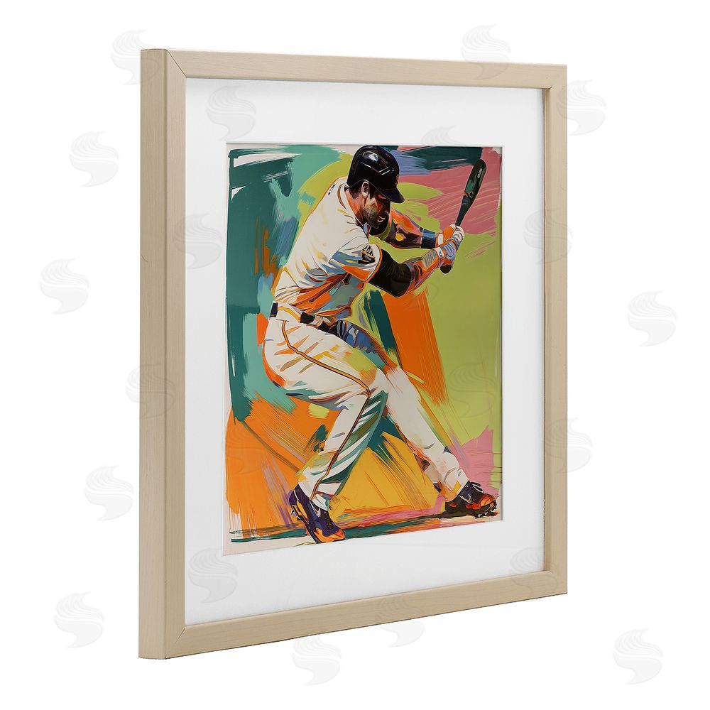 Steve Hunziker Baseball Swing in Motion Brown Framed Print Under Glass Wall Art