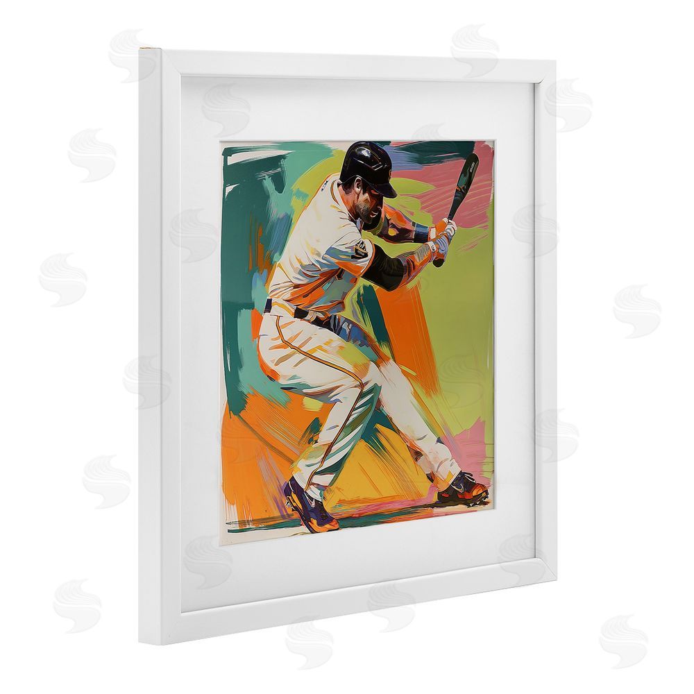 Steve Hunziker Baseball Swing in Motion White Framed Print Under Glass Wall Art
