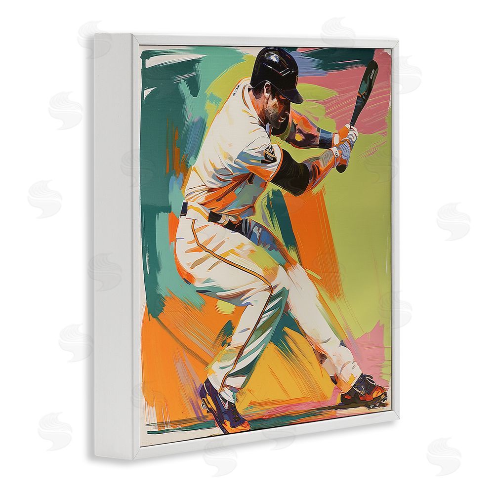 Steve Hunziker Baseball Swing in Motion White Framed Giclee Wall Art Print