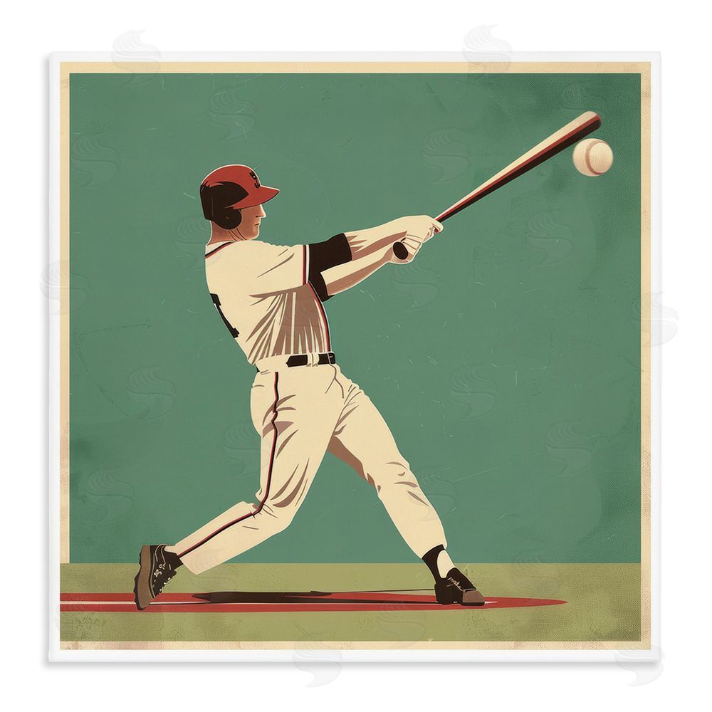 Lazar Studio Classic Baseball Swing Stretched Canvas Wall Art Print