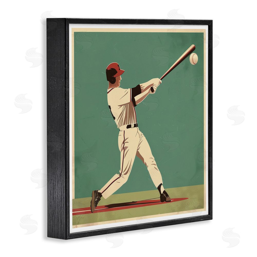 Lazar Studio Classic Baseball Swing Black Framed Giclee Wall Art Print
