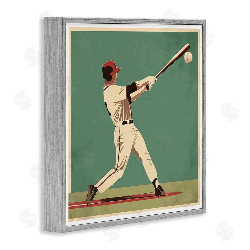 Lazar Studio Classic Baseball Swing Gray Framed Giclee Wall Art Print