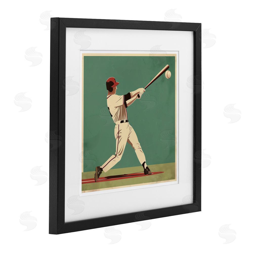 Lazar Studio Classic Baseball Swing Black Framed Print Under Glass Wall Art
