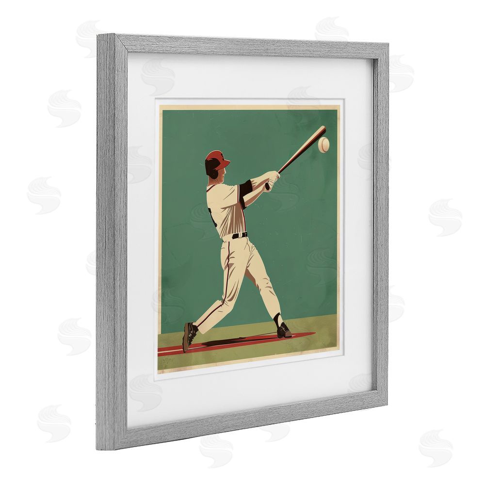 Lazar Studio Classic Baseball Swing Gray Framed Print Under Glass Wall Art