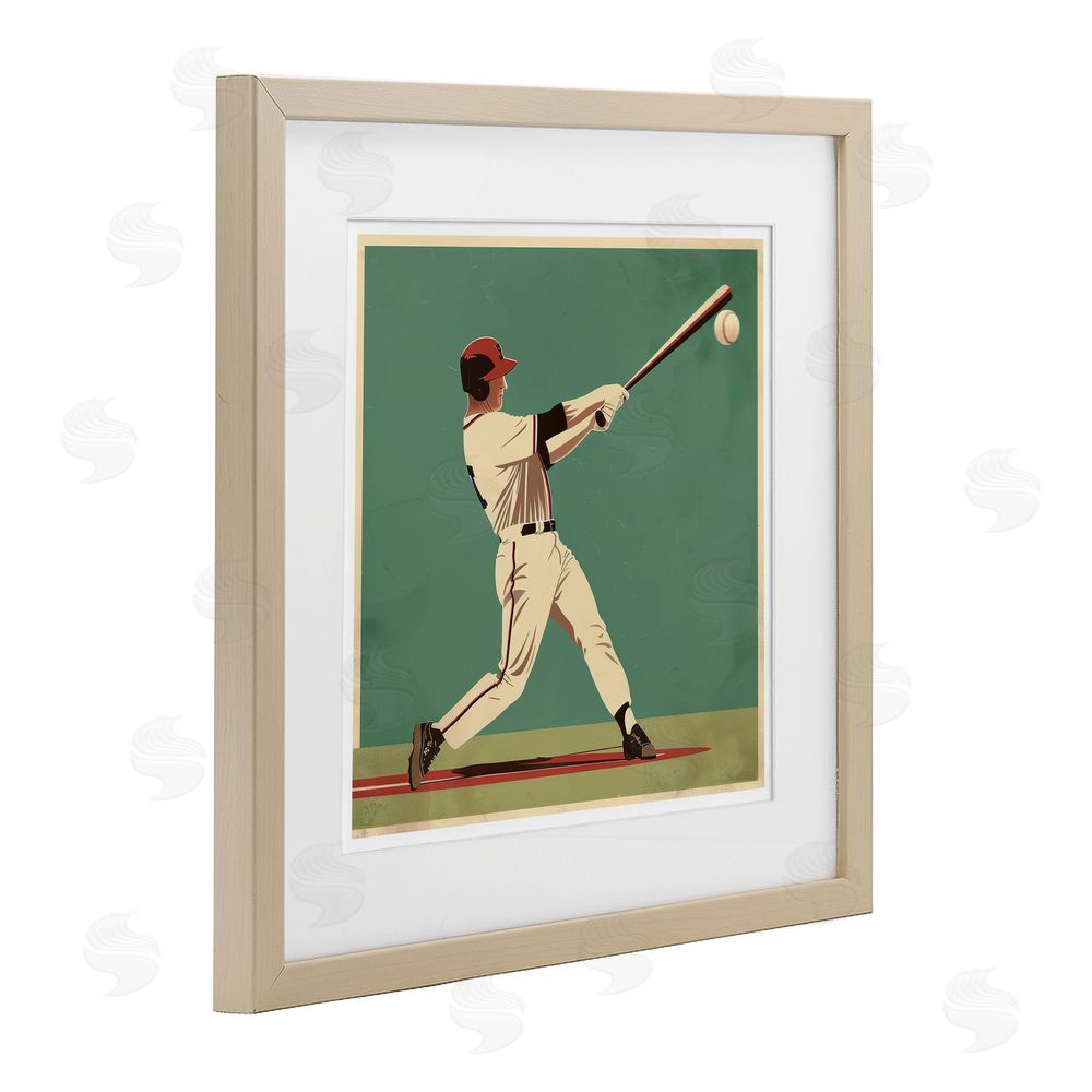 Lazar Studio Classic Baseball Swing Brown Framed Print Under Glass Wall Art