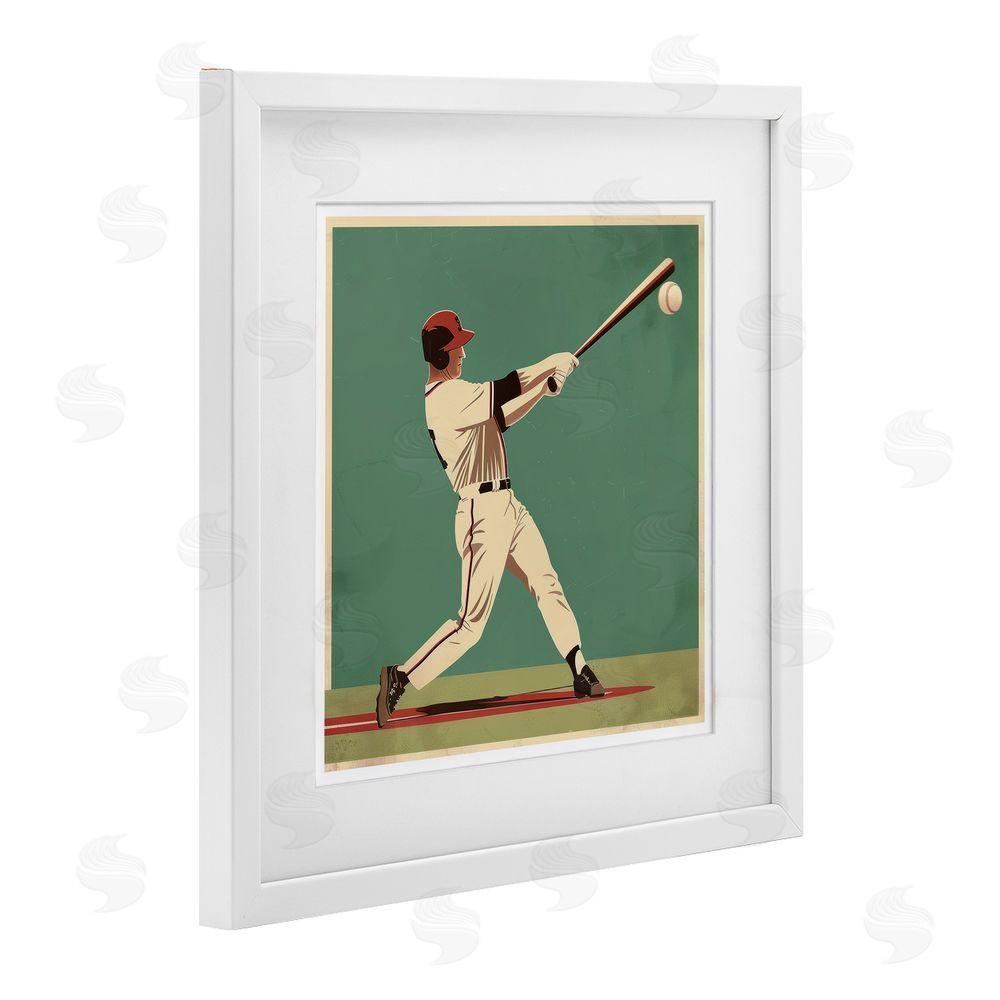 Lazar Studio Classic Baseball Swing White Framed Print Under Glass Wall Art