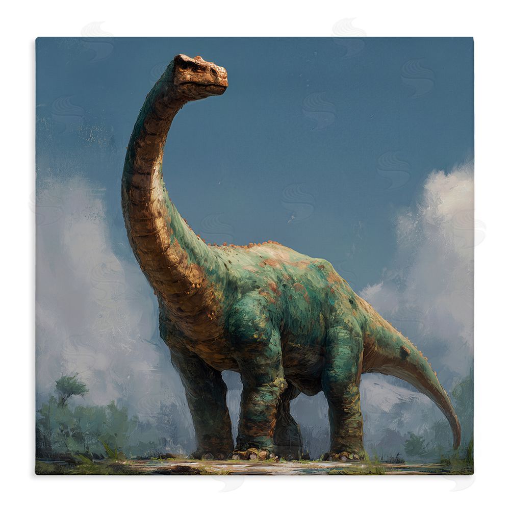Wumples Colossal Brontosaurus in Meadow Stretched Canvas Wall Art Print