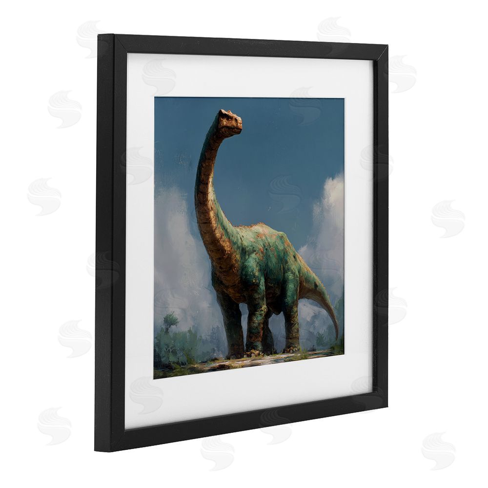 Wumples Colossal Brontosaurus in Meadow Black Framed Print Under Glass Wall Art